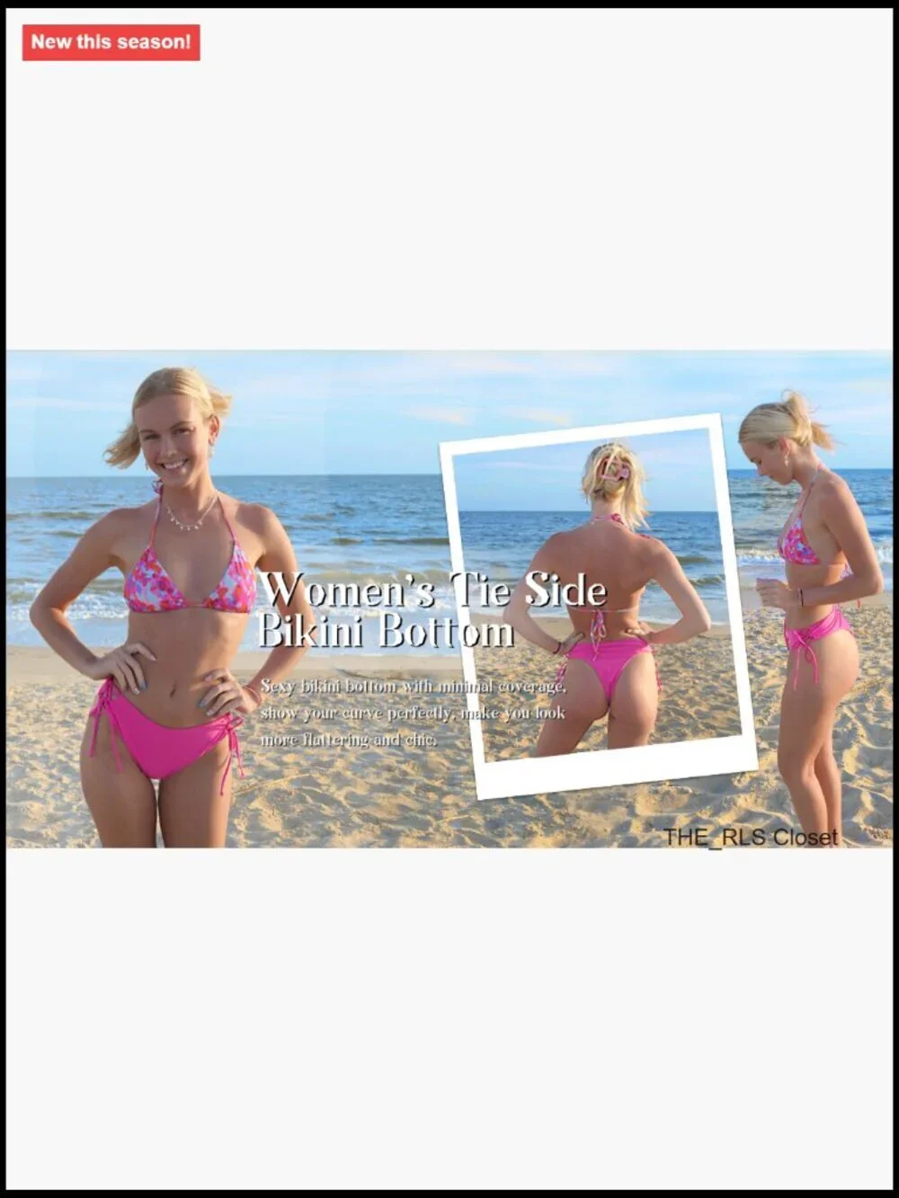 Cheeky Brazilian Swim Bottom Tie Side High Cut Minimal Coverage